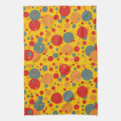 Pop Art Blue en Oranje cirkels keukenhanddoek (Verticaal)