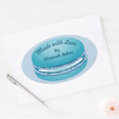 Pop Art Blue Macaron Cookie - Aangepast Ovale Sticker (Envelop)