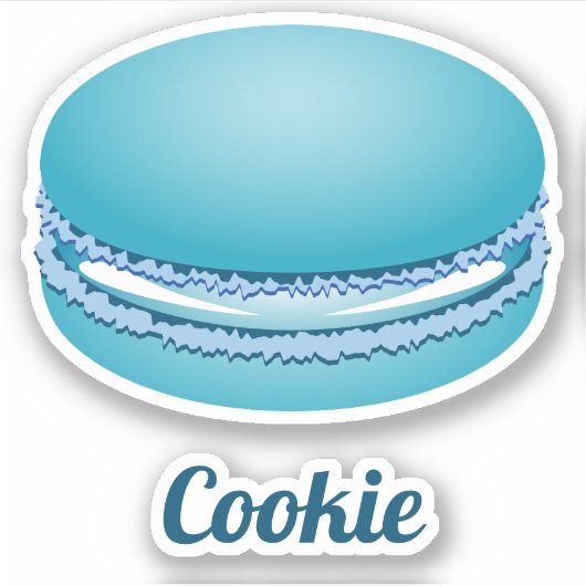 Pop Art Blue Macaron Cookie Sticker (Voorkant)