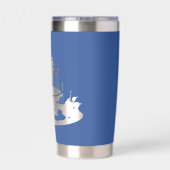 Pop Art Blue met Negatieve Ruimtefontein Geïsoleerde Drinkbeker (Achterkant)