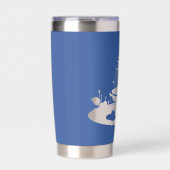 Pop Art Blue met Negatieve Ruimtefontein Geïsoleerde Drinkbeker (Voorkant)