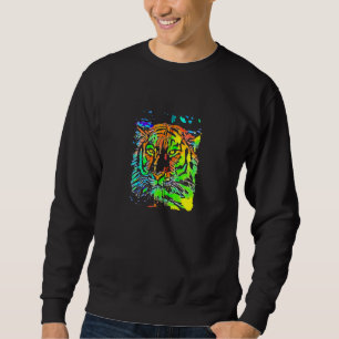 Pop Art Blue Oranje Green Yellow Tiger Trui