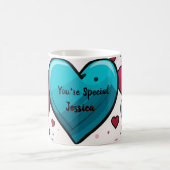 Pop Art Blue Red Hearts All-Over-Print Sokken Koffiemok (Center)