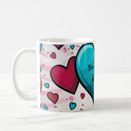 Pop Art Blue Red Hearts All-Over-Print Sokken Koffiemok