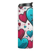 Pop Art Blue Red Hearts All-Over-Print Sokken Thermosbeker (Gedraaid links)