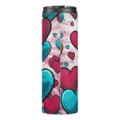 Pop Art Blue Red Hearts All-Over-Print Sokken Thermosbeker (Achterkant)