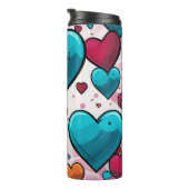 Pop Art Blue Red Hearts All-Over-Print Sokken Thermosbeker (Geroteerd rechts)