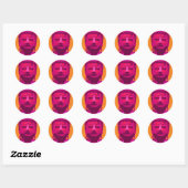 Pop Art Boeddha Roze en Sinaasappel Ronde Sticker (Vel)