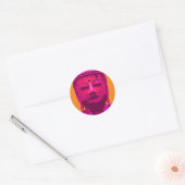 Pop Art Boeddha Roze en Sinaasappel Ronde Sticker (Envelop)