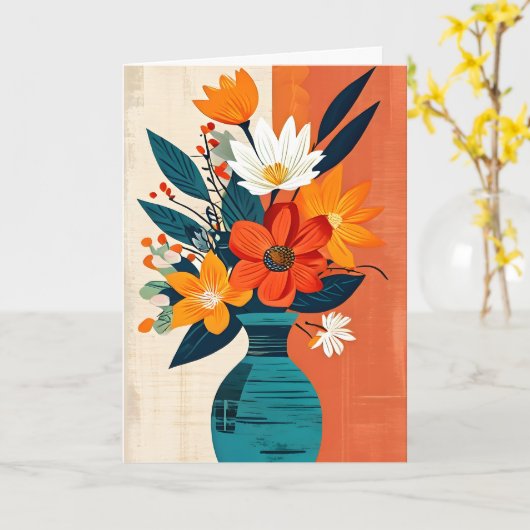 Pop Art Boeket Moederdag Kaart (Gele Bloem)