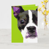 Pop-art Boston Terrier Kaart (Gele Bloem)