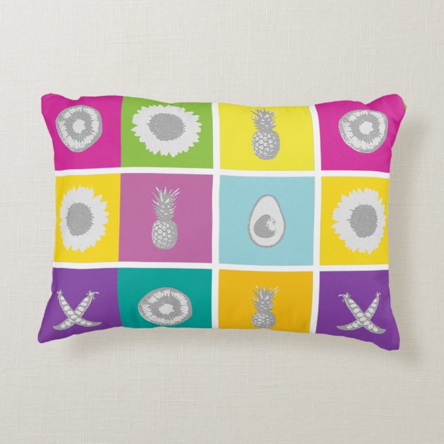 Pop Art Botanical & Fruit Accent Pillow Accent Kussen (Achterkant)