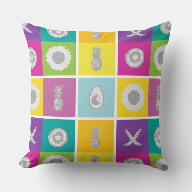 Pop Art Botanical & Fruit Design Sierkussen (Voorkant)