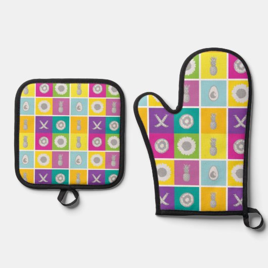 Pop Art Botanical & Fruit Ovenwant & Pannenlap Set (Voorkant)