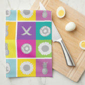 Pop Art Botanical & Fruit Pattern Keukenhanddoek (Quarter Fold)