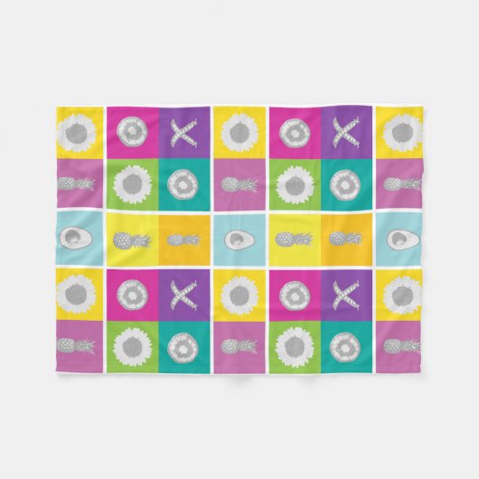 Pop Art Botanische & Fruit Fleece Deken (Voorkant (Horizontaal))