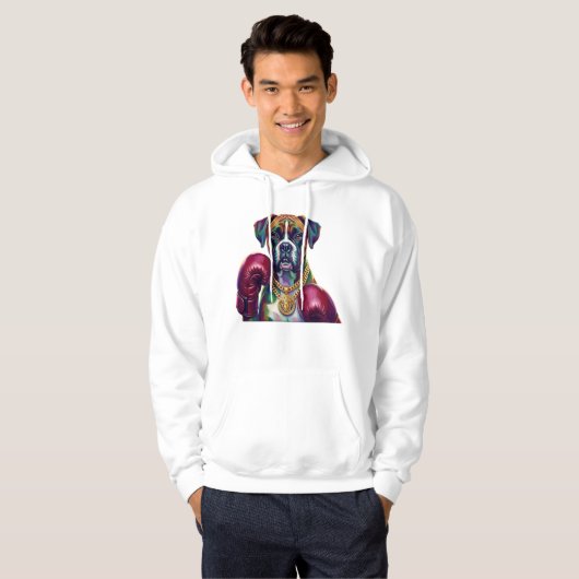 Pop Art Boxer Dog Boxing front and back print Hoodie (Voorkant volledig)