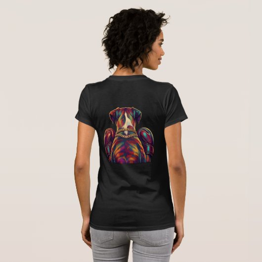 Pop Art Boxer Dog Boxing front and back print T-shirt (Achterkant volledig)