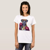 Pop Art Boxer Dog Boxing front and back print T-shirt (Voorkant volledig)