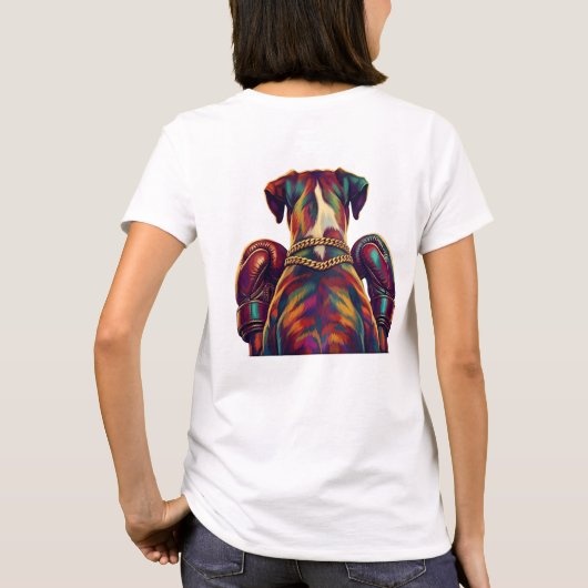 Pop Art Boxer Dog Boxing front and back print T-shirt (Achterkant)