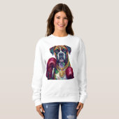 Pop Art Boxer Dog Boxing front and back print Trui (Voorkant volledig)