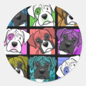Pop Art Boxer Ronde Sticker (Voorkant)