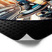 Pop Art Boy op skateboard in de stad Poster (Hoek)