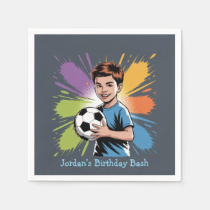 Pop Art Boy Voetballer Verjaardag Bash Servet