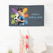 Pop Art Boys Voetbal Verjaardag Bash Favoriet Spandoek (Insitu)