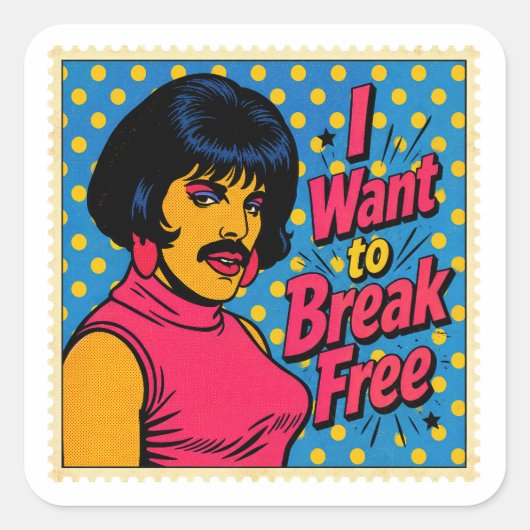 Pop Art Break Free Thema Vierkante Sticker (Voorkant)