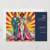 Pop Art Bride & Groom Save The Date (Voorkant)