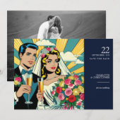 Pop Art Bride & Groom Save The Date (Voorkant / Achterkant)