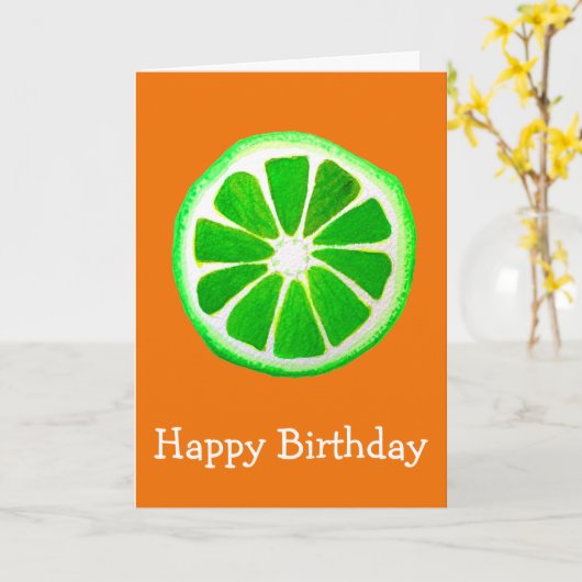 Pop Art Bright Citrus limoen Fruit Verjaardag Kaart (Gele Bloem)