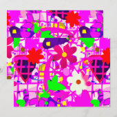 Pop Art Bright Flowers Bedankkaart (Voorkant / Achterkant)