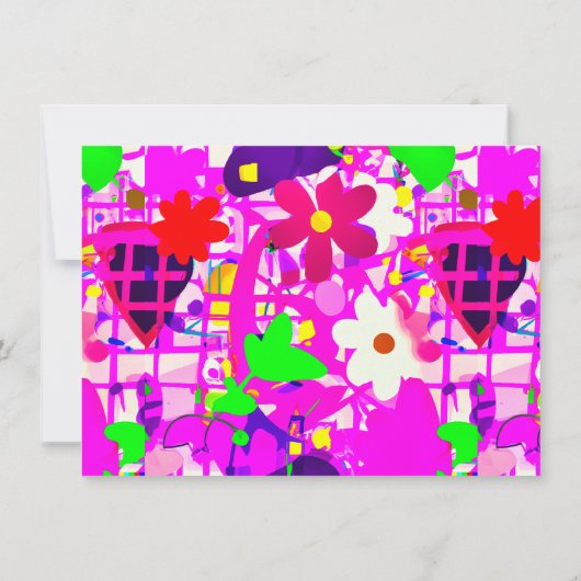 Pop Art Bright Flowers Bedankkaart (Achterkant)