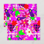 Pop Art Bright Flowers Bedankkaart (Voorkant / Achterkant)