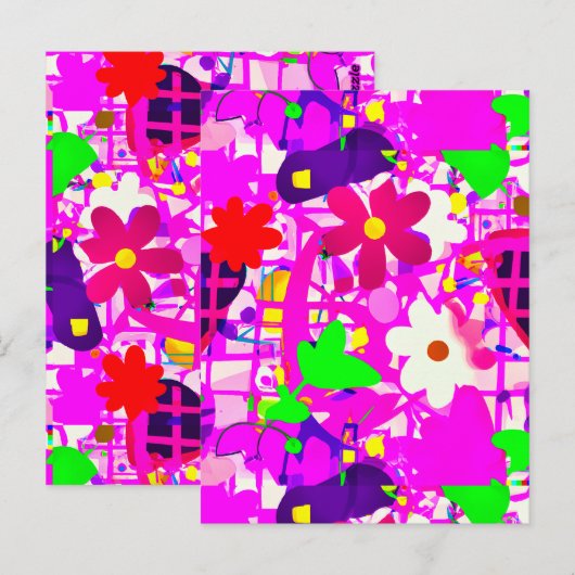 Pop Art Bright Flowers Briefkaart (Voorkant / Achterkant)