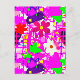 Pop Art Bright Flowers Briefkaart