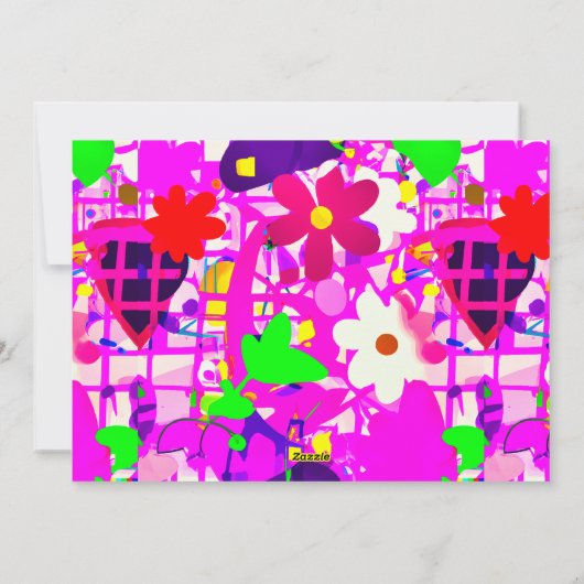 Pop Art Bright Flowers Feestdagenkaart (Achterkant)