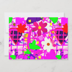 Pop Art Bright Flowers Feestdagenkaart