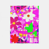 Pop Art Bright Flowers Fleece Deken (Voorkant)