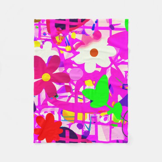 Pop Art Bright Flowers Fleece Deken (Voorkant)