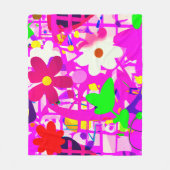 Pop Art Bright Flowers Fleece Deken (Voorkant)