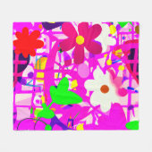 Pop Art Bright Flowers Fleece Deken (Voorkant (Horizontaal))