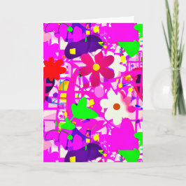 Pop Art Bright Flowers Kaart