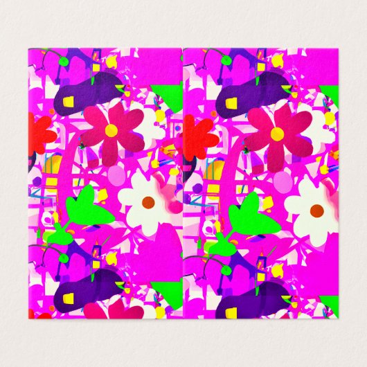 Pop Art Bright Flowers Kaart (Buitenkant ongevouwen)