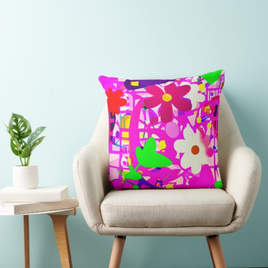 Pop Art Bright Flowers Kussen (Stoel)