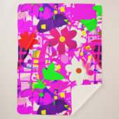 Pop Art Bright Flowers Sherpa Deken (Voorkant)