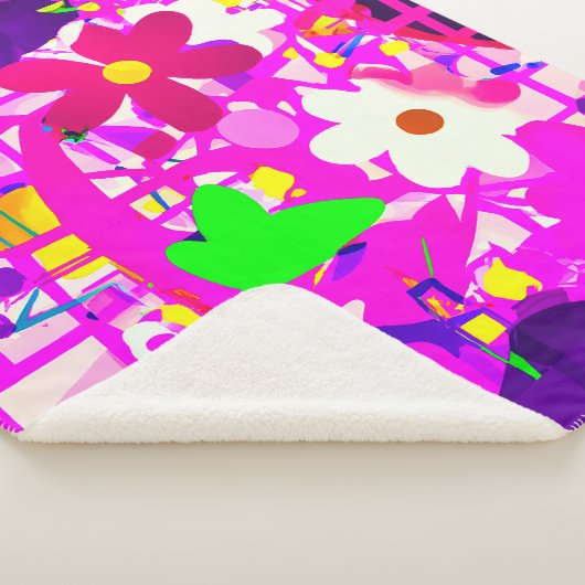 Pop Art Bright Flowers Sherpa Deken (3/4)