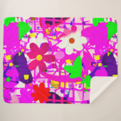 Pop Art Bright Flowers Sherpa Deken (Voorkant (horizontaal))